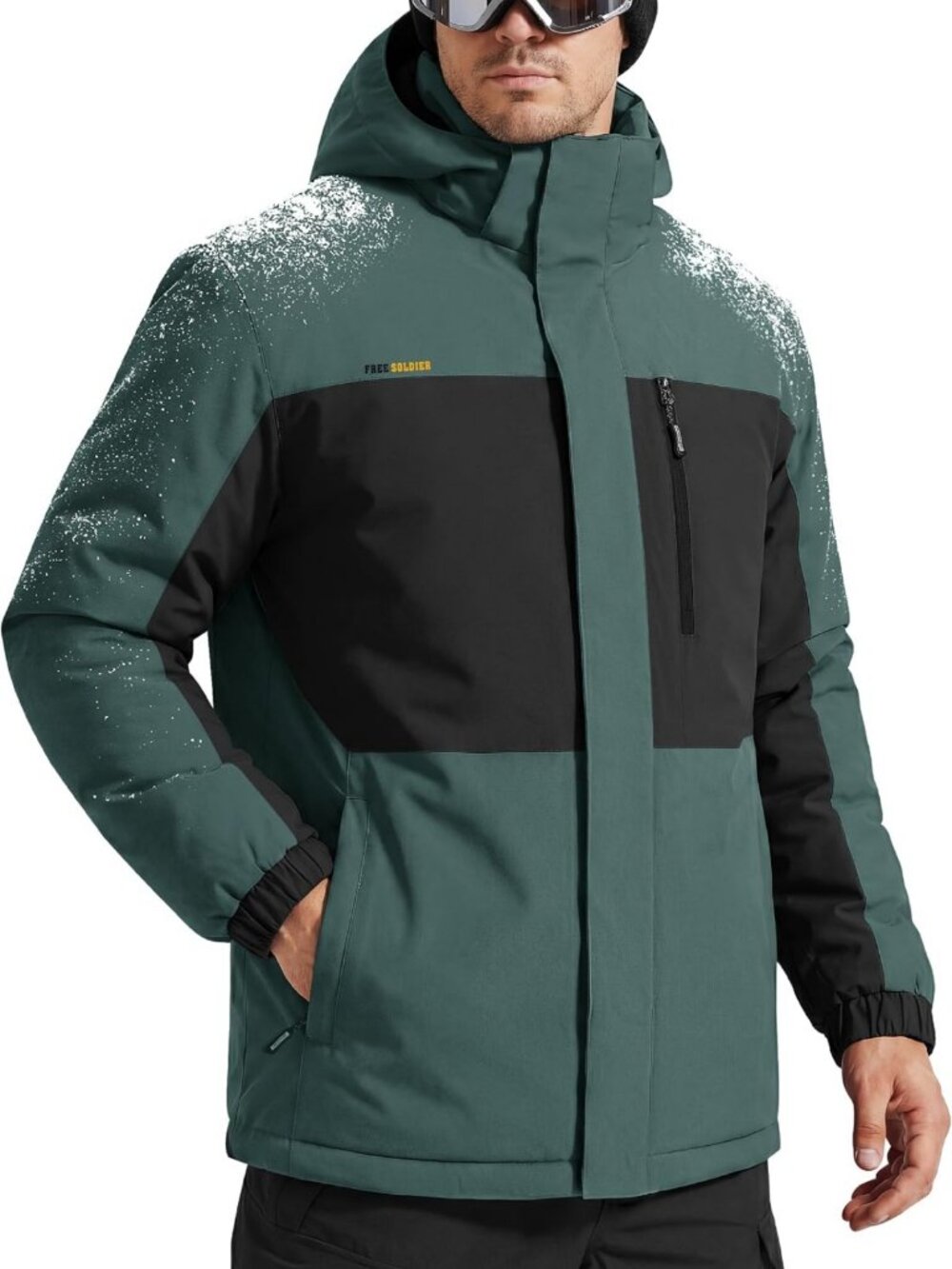FREE SOLDIER Men's Waterproof Ski Snow Jacket Fleece Lined Warm Winter RainCoat